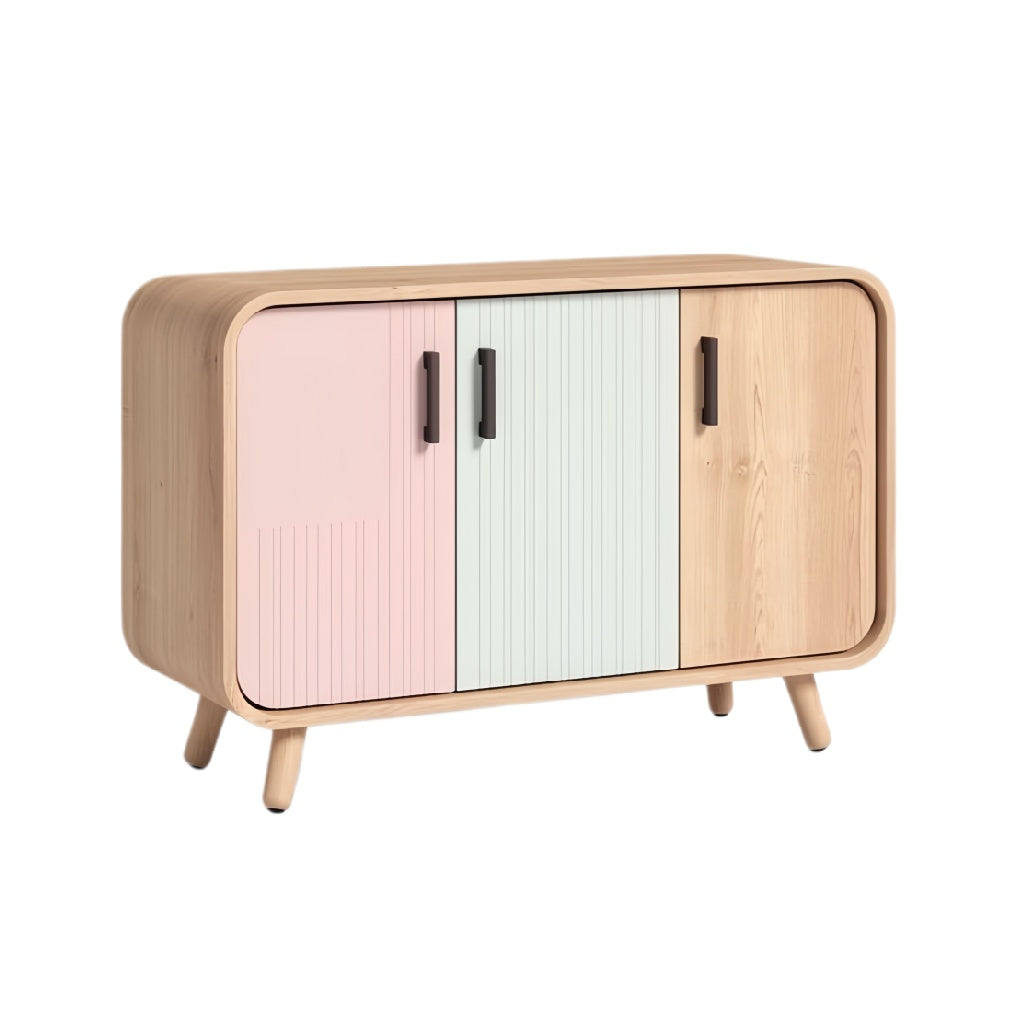 **Moderne kast van hout met pastel deuren**