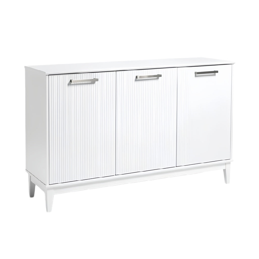 **Technische titel in het Nederlands: Moderne witte kast met verticale ribbelstructuur**